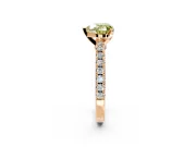 Solitaire Engagement Ring Setting for Fancy Yellow Heart-Shaped Center with Single Row Accent Band and Prong Head in Rose Gold