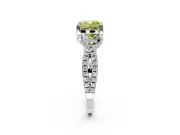 Solitaire Engagement Ring Setting for Fancy Yellow Cushion Cut Center with Narrow Twist Pave Band and Prong Head in Platinum