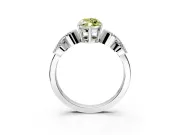 Leaf Engagement Ring Setting for Fancy Yellow Marquise Center with Milgrain Accent Band and Prong Head in Sterling Silver
