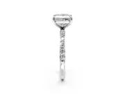 Solitaire Engagement Ring Setting for Princess Cut Center with Pave Accents and Prong Head in Platinum