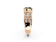 Bezel Engagement Ring Setting for Fancy Green Cushion Cut Center with Wide Channel-Set Band and Bezel Head in Rose Gold