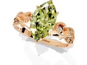 Leaf Engagement Ring Setting for Fancy Yellow Marquise Center with Milgrain Accent Band and Prong Head in Rose Gold