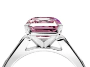 Solitaire Engagement Ring Setting for Fancy Pink Asscher Cut Center with Channel Accents and Prong Head in Platinum