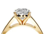 Solitaire Engagement Ring Setting for Cushion Cut Center with Tapered Split Shoulders and Prong Head in Yellow Gold