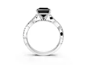 Solitaire Engagement Ring Setting for Fancy Black Princess Cut Center with Twisted Pave Split Shank and Prong Head in Platinum
