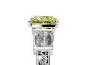 Channel-Set Engagement Ring Setting for Fancy Yellow Radiant Cut Center with Baguette Band and Prong Head in White Gold