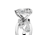 Solitaire Engagement Ring Setting for Pear-Shaped Center with Criss-Cross Accent Band and Prong Head in Platinum