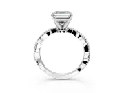 Solitaire Engagement Ring Setting for Asscher Cut Center with Twist Band and Bead Prong Head in Sterling Silver