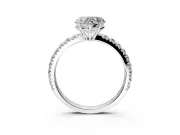 Solitaire Engagement Ring Setting for Heart-Shaped Center with Large Accent Band and Prong Head in Sterling Silver