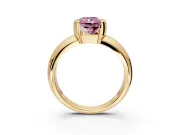 Tension Engagement Ring Setting for Fancy Pink Radiant Cut Center with Wide Flat Band and Tension Head in Yellow Gold