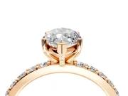 Solitaire Engagement Ring Setting for Marquise Center with Round Cut Pave Band and Prong Head in Rose Gold