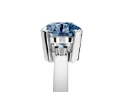 Solitaire Engagement Ring Setting for Fancy Blue Round Cut Center with Plain Band and Flat Tab Prong Head in White Gold