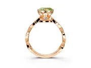 Solitaire Engagement Ring Setting for Fancy Yellow Heart-Shaped Center with Accented Twist Band and Leaf Prong Head in Rose Gold