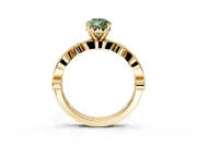 Solitaire Engagement Ring Setting for Fancy Green Pear-Shaped Center with Milgrain Bezel Accents and Prong Head in Yellow Gold