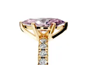 Solitaire Engagement Ring Setting for Fancy Pink Marquise Center with Large Accents and Prong Head in Yellow Gold