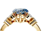 Floral Engagement Ring Setting for Fancy Blue Heart-Shaped Center with Marquise Cluster Shoulders and Prong Head in Yellow Gold
