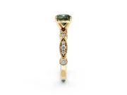 Solitaire Engagement Ring Setting for Fancy Green Cushion Cut Center with Milgrain Bezel Accents and Prong Head in Yellow Gold