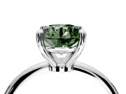 Minimalist Solitaire Engagement Ring Setting for Fancy Green Round Cut Center with Thin Band and Prong Head in Platinum