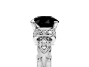 Solitaire Engagement Ring Setting for Fancy Black Round Cut Center with Filigree Band and Prong Head in Platinum