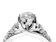 Solitaire Engagement Ring Setting for Marquise Center with Graduated Shared Prongs and Prong Head in Sterling Silver