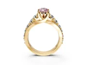 Solitaire Engagement Ring Setting for Fancy Pink Pear-Shaped Center with Graduated Shared Prongs and Prong Head in Yellow Gold