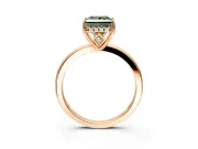 Solitaire Engagement Ring Setting for Fancy Green Princess Cut Center with Fine Wire Band and Prong Head in Rose Gold