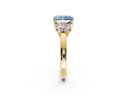 Solitaire Engagement Ring Setting for Fancy Blue Radiant Cut Center with Marquise Flower Shoulders and Prong Head in Yellow Gold