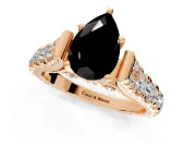 Solitaire Engagement Ring Setting for Fancy Black Pear-Shaped Center with Pave Cathedral Shoulders and Prong Head in Rose Gold