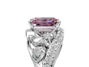 Halo Engagement Ring Setting for Fancy Pink Emerald Cut Center with Marquise and Pave Bypass Band and Prong Head in White Gold