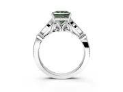 Solitaire Engagement Ring Setting for Fancy Green Princess Cut Center with Marquise and Bezel Accents and Prong Head in Platinum