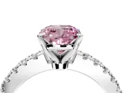 Solitaire Engagement Ring Setting for Fancy Pink Cushion Cut Center with Single Row Accent Band and Prong Head in Sterling Silver