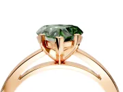 Solitaire Engagement Ring Setting for Fancy Green Heart-Shaped Center with Basket Rail and Prong Head in Rose Gold