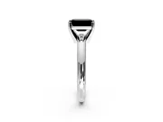 Solitaire Engagement Ring Setting for Fancy Black Emerald Cut Center with Wire Band and Prong Head in Sterling Silver