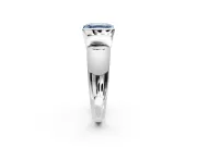Tension Engagement Ring Setting for Fancy Blue Asscher Cut Center with Wide Flat Band and Tension Head in Sterling Silver