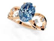 Solitaire Engagement Ring Setting for Fancy Blue Oval Center with Criss-Cross Accent Band and Prong Head in Rose Gold