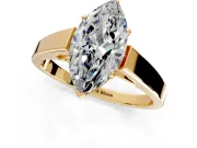 Solitaire Engagement Ring Setting for Marquise Center with Tapered Split Shoulders and Prong Head in Yellow Gold