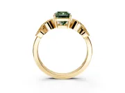 Leaf Engagement Ring Setting for Fancy Green Radiant Cut Center with Milgrain Accent Band and Prong Head in Yellow Gold