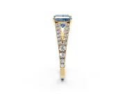 Solitaire Engagement Ring Setting for Fancy Blue Princess Cut Center with Pave Split Shank and Prong Head in Yellow Gold