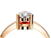 Solitaire Engagement Ring Setting for Pear-Shaped Center with Plain Band and Flat Tab Prong Head in Rose Gold