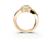 Halo Engagement Ring Setting for Fancy Yellow Asscher Cut Center with Wide Band, Inlaid Accent Row and Prong Head in Rose Gold