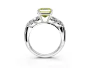 5 Stone Engagement Ring Setting for Fancy Yellow Asscher Cut Center with Graduated Accents and Prong Head in Sterling Silver