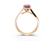 Solitaire Engagement Ring Setting for Fancy Pink Radiant Cut Center with Round Cut Channel Band and Prong Head in Rose Gold