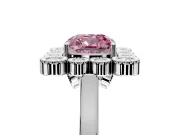 Cluster Halo Engagement Ring Setting for Fancy Pink Cushion Cut Center with Milgrain Bezel Accents and Prong Head in Platinum