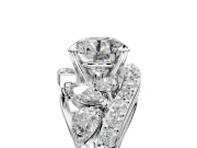 Halo Engagement Ring Setting for Round Cut Center with Marquise and Pave Bypass Band and Prong Head in Platinum