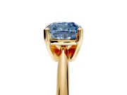 Solitaire Engagement Ring Setting for Fancy Blue Cushion Cut Center with Knife Ridge Band and Claw Prong Head in Yellow Gold