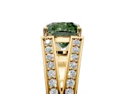 Split Shank Engagement Ring Setting for Fancy Green Cushion Cut Center with Pave Split Shank and Prong Head in Yellow Gold