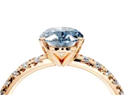 Solitaire Engagement Ring Setting for Fancy Blue Oval Center with Large Accents and Prong Head in Rose Gold