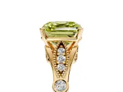 Solitaire Engagement Ring Setting for Fancy Yellow Asscher Cut Center with Marquise and Bezel Accents and Prong Head in Yellow Gold