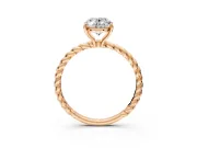 Solitaire Engagement Ring Setting for Oval Center with 2-Strand Rope Twist Band and Prong Head in Rose Gold