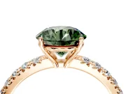 Solitaire Engagement Ring Setting for Fancy Green Round Cut Center with Large Accent Band and Prong Head in Rose Gold